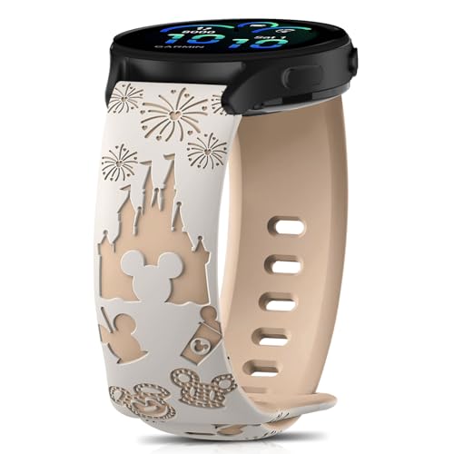 CeiBand Pulsera de silicona grabada de dibujos animados compatible con Garmin Vivoactive 6/Vivoactive 5/Venu Sq 2/vívomove Trend, correa deportiva para mujer de 20 mm para Garmin Forerunner 165/245