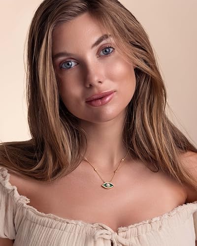 18K Gold Evil Eye Green Blue Turquoise Malachite Natural Stone CZ Oval Round Dramatic Adjustable Statement Pendant Necklace for Women by SNGIA, Summer Beach Unique Handmade Chunky Protection Good Luck Charm Choker, Exaggerated Gemstone Stackable Wedding Date Birthday Charms Gift, Irregular Trendy Jewelry, Textured Patterned Fashion Accessories, Boho Retro Vintage Nickle Free Gifts.2