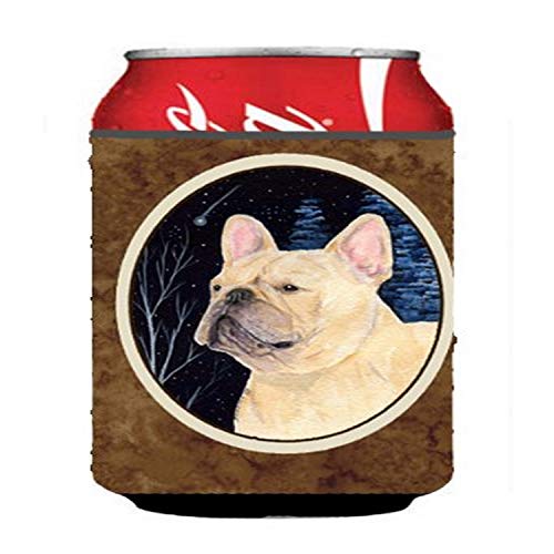 Caroline's Treasures SS8441CC Starry Night French Bulldog Can or Bottle Hugger Cooler Washable Drink Sleeve Collapsible Beverage Insulated Holder, Can Hugger, Multicolor