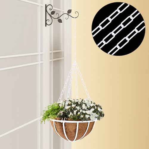 Image of 12 Ft Heavy Duty Hanging Chain Kit (White) | with Connection Locks & Swag Ceiling Hooks for Lighting Fixture, Pendant, Lantern, Swag Lamp, Plant Basket, Bird Feeder