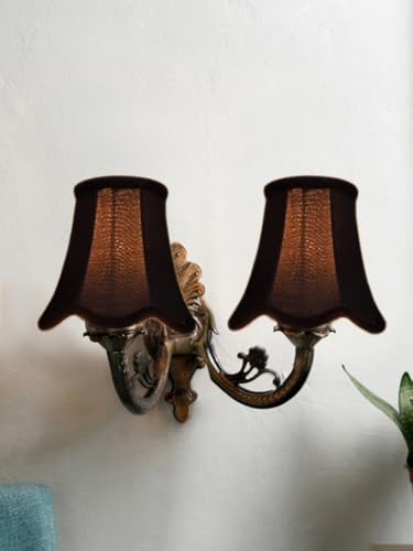 Devans Wall Mounted Lamp with Gold Antique Base (Black, Cotton Shade) | Hanging Lamp Light for Bedroom/Living Room Decoration, Home Decor | Modern Night Lamp Side Table (Rococo Art) (S1)