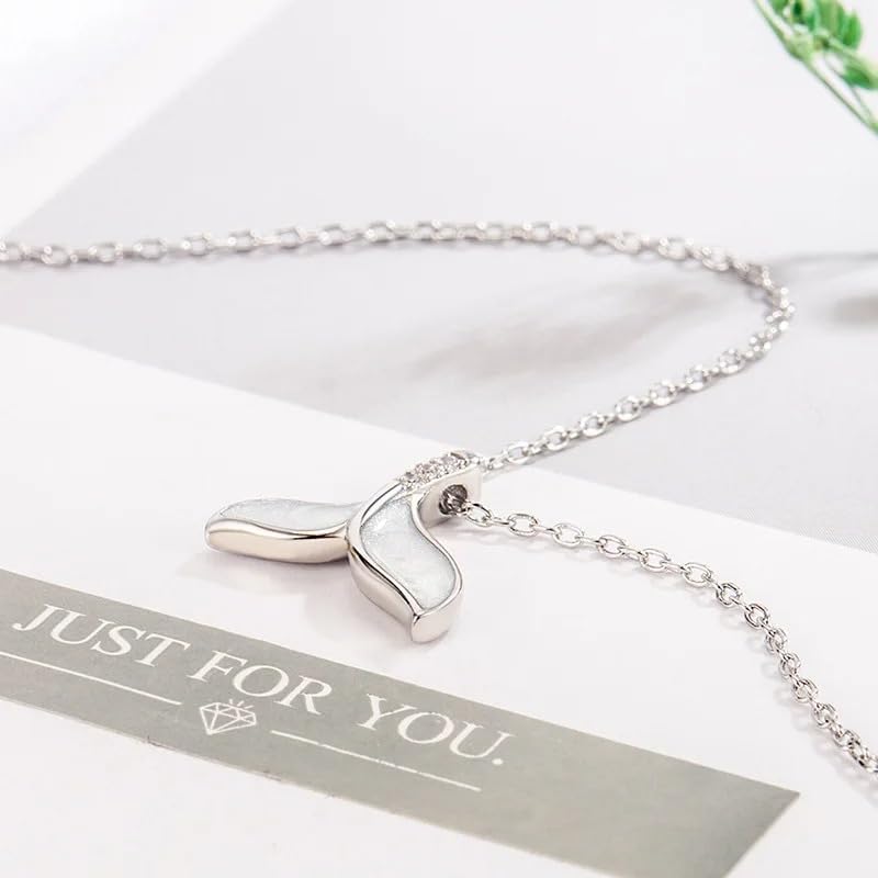Miniatura 5 de Collar de sirena de plata de ley 925, oro amarillo de 14 quilates, collar de cola de sirena de cola de pez para mujeres y niñas, dije de aceite de
