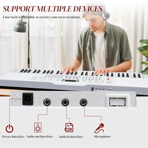 Image of Ktaxon 61 Key Keyboard Piano Electric Keyboard with Lighted Keys