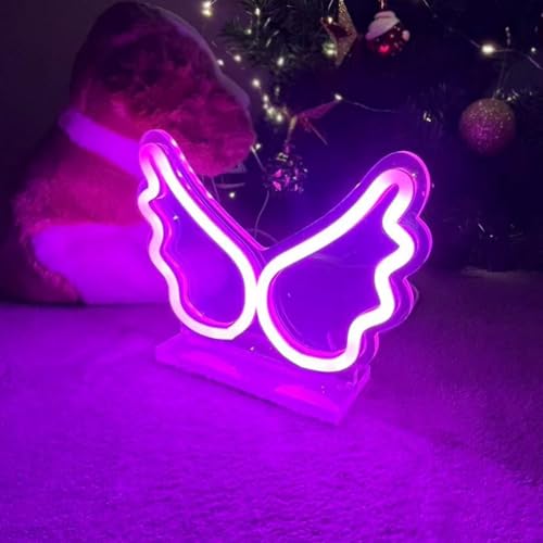 Image of Pink Wings USB Tabletop LED Neon Sign Acrylic Standing Decor Lamp | acrylic neon sign Cute Room Decor Gift for Teen Girls Bedroom Birthday Party