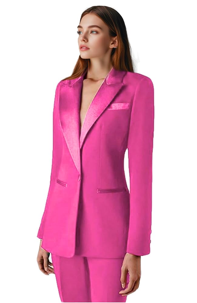 Costume deux pièces pour femme - Coupe ajustée - Blazer et pantalon - Tenue décontractée - Tenue de bal de fin d'année