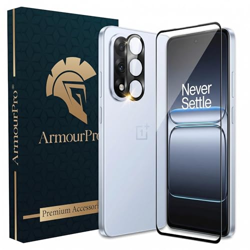 Image of ArmourPro Edge to Edge Tempered Glass for OnePlus Nord 5 with Black Camera Ring Guard, 9H Screen Protector, Anti-Scratch, Anti-Fingerprint, Bubble-Free Installation Kit
