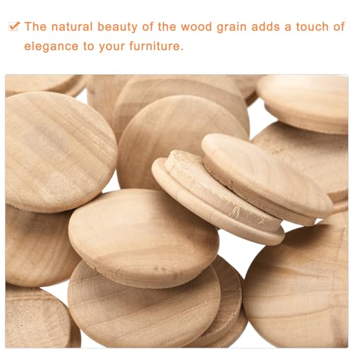 Image of uxcell Wood Plugs, 25Pcs 35 x 30 mm - Beech Wood Button Top Plugs, Screw Hole Covers, Decorative Wooden Cover for Stair Chair Craft Furniture Woodworking