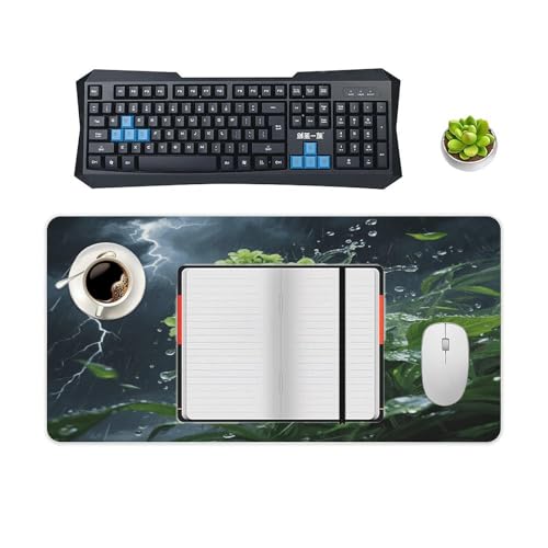 Pad Mouse Grande con Estilo Floral Verde de Goma miniatura 4