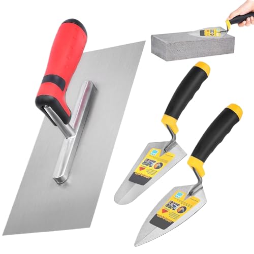 セメントこて,3点セットのこて ソフトグリップハンドル付き | 修理 左官 レンガ積み 建築 床 スタッコ 目地詰め 内張り用 建築資材