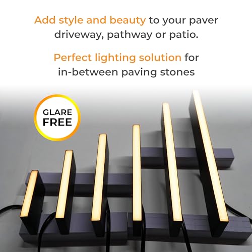 Image of LUMENGY Paver Light Slim 0.5x16 Inch (0.55x15.75), 2700K Warm White, Glare-Free Linear Lighting for Driveways, Walkways and Paver Borders, 12V Hardwired, IP67 Waterproof, Drive-Over Rated