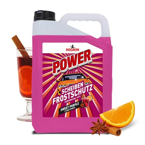 NIGRIN POWER Scheibenfrostschutz Fertigmix Sweet Purple | 5 Liter | wirksam bis -18°C | Anti-Freeze-Formel | Reinigungszusatz für Autoscheiben & Scheinwerfer | schlierenfrei | polycarbonatverträglich