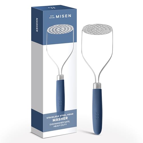 Misen Masher – Durable Stainless Steel Head, Ergonomic Non-Slip Handle for Effortless Mashing – Versatile Kitchen Tool for Potatoes, Vegetables, and More – Dishwasher Safe and Built to Last