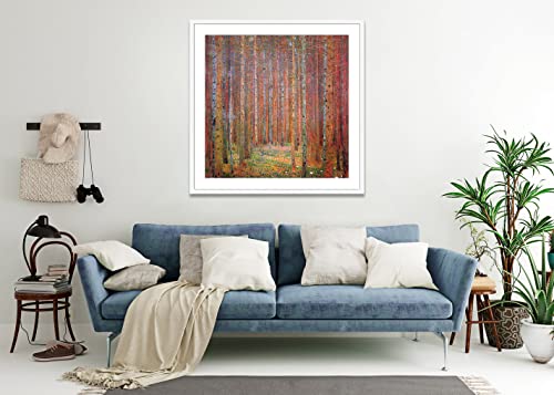 Gustav Klimt Tannenwald 1 lámina enmarcada de 70x70 cm blanco 2