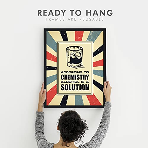 Chaka Chaundh - Alcohol Quotes Frames - Bar Quotes with Frames (13.5 X 10.5 Inches) (Alcohol - Vintage - 1) multicolor