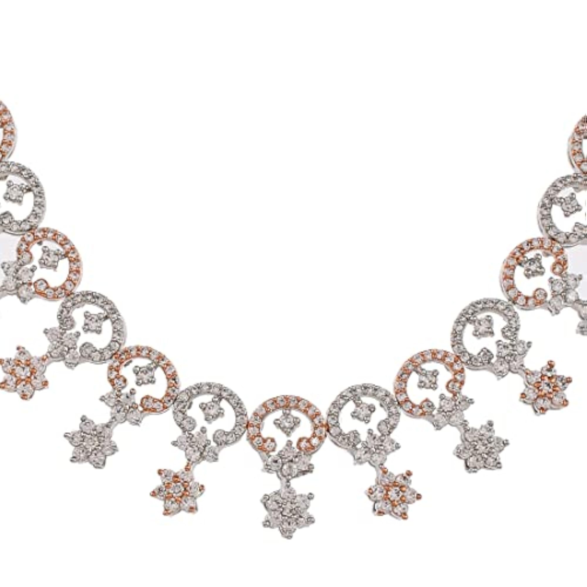 CZ Silver Plated Star Necklace Set