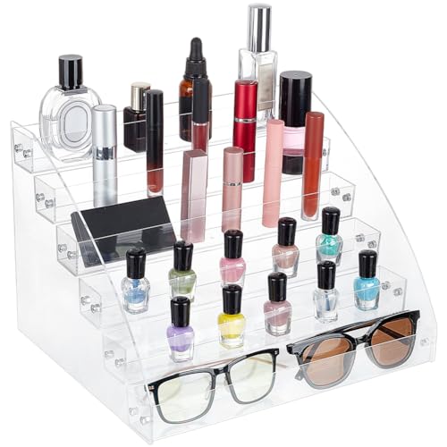 CRASPIRE 6 Layers Nail Polish Organizer Acrylic Paint Organizer Sunglass Storage Essential Oil Displays Holder for Craft Hobby Storage Paint Rack Large Capacity Nail Polish Holder Makeup Organizer