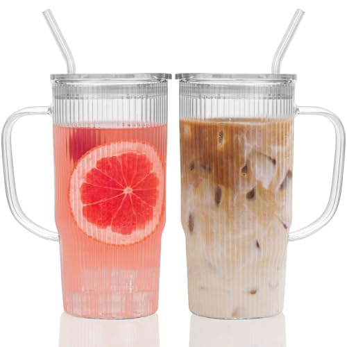 Save 50% on GOSCHE 24oz Glass Cups with Lids & Straws (2-Pack)