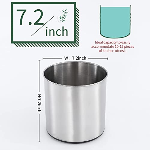 Okt Kitchen Utensil Holder,7.2″Large Stainless Steel Utensil Crock With Non Slip Sillicone Bottom Design #TOP1