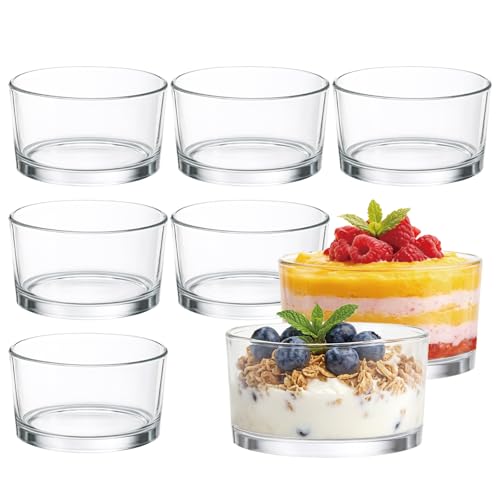 Bpfy 8 Pack 6Oz Glass Dessert Cups - 200Ml Small Glass Bowls Set Of 8 For Pudding, Sundae, Parfait & Snacks | Elegant Crystal Clear Ice Cream Cups For Parties, Weddings & Daily Treats