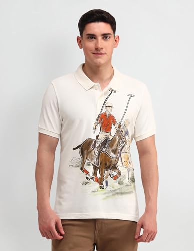 Image of U.S. Polo ASSN. Printed Polo T Shirts for Men - 100% Cotton, Half Sleeve Mens Tshirt