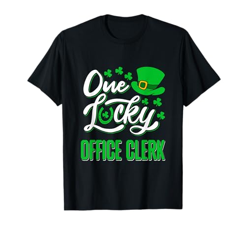 One Lucky Office Clerk Funny Daying St Patrick's Day Graphic Maglietta