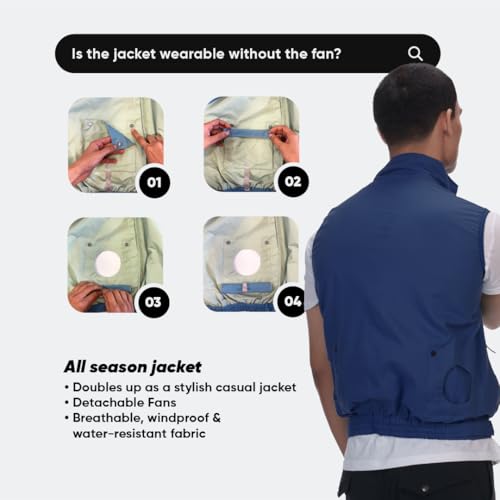 Image of Wearable Fan with 9 Blades Air-Conditioned Jacket, Cooling Jacket,Beat the Heat, Outdoor Activities, Battery Fan Set, 10000 mAh, 12 V, Unisex, Instant Cooling