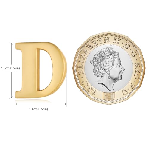 Image of HONEY BEAR Mens Womens Initial Alphabet Letter Lapel Pins Collar Badge Brooches for Business Wedding Graduation Gift Matte Gold 0.59 inches