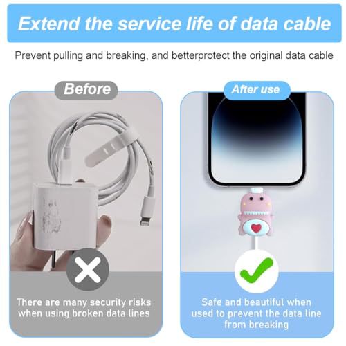 COYUN 8 Stück ladekabel Schutz, Früchte Tiere Kabelschutz, Kabel Schutz, Niedlich Tier beißt Kabel Saver Kabelbruchschutz Kunststoff Tiere Ladekabel Saver für Ladekabelschutz, knickschutz Kabel