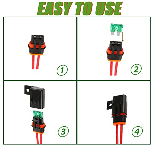 Sigandg Inline Fuse Holder Waterproof 12 Awg Gauge Wiring Harness Atc/Ato 30 Amp Blade Fuse Holder For Vehicle, Marine, Heavy Duty Bus Power System（6 Pack） #TOP4