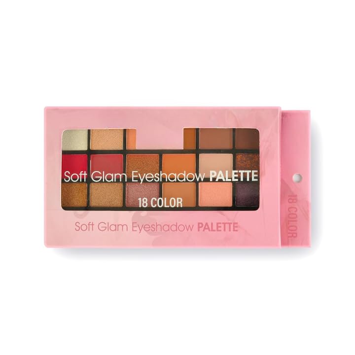 Soft Glam Eyeshadow Palette | Highly Pigmented & Long Lasting Eyeshadow Palette | Matte & Shimmer Finish | 18 Shades (Multicolor - Shade 1)-image-4