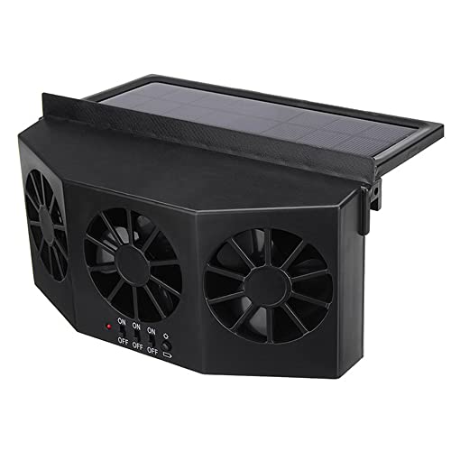 TOTMOX Solar Powered Car Ventilator - Exhaust Fan for Radiator, Eliminates Car Odor, Black