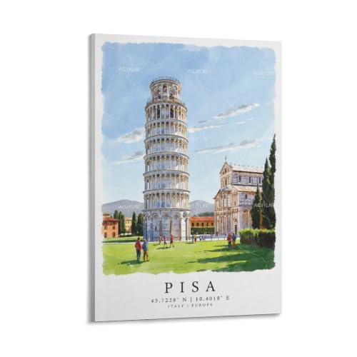 Poster de voyage aquarelle de Pise impression de paysage urbain