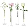 Glasseam Glass Bud Vase for Centerpieces, Small Flower Vases Set of 4Pcs Clear Single Rose Cylinder Centerpieces - 7.87" Tall Skinny Modern Wedding Table Decorations for Party Living Room