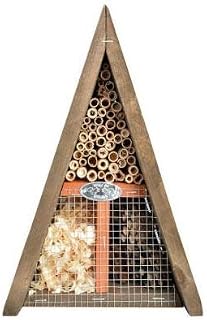 Garden Mile Eco-Friendly Triangle Wooden Insect Hotel - Free Standing Natural Wood Eye-Catching Beehive Bee House - Outdoor Garden Shelter Nesting Habitat Bug House for Bees, Butterflies, Ladybirds