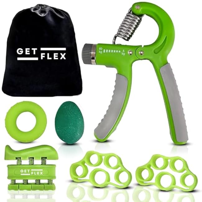 Grip Strength Trainer (6 Pack) - Forearm Strengthener - Hand Gripper Strengthener - Stress Relief Ball and Adjustable Spring Resistance Ranging From 11 To 132 Lbs(5 To 60kg)