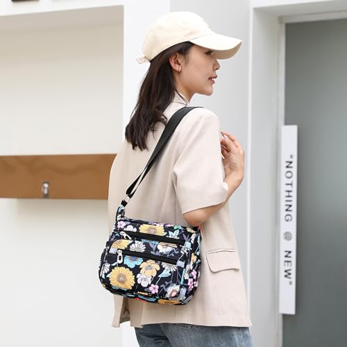 Image of Crossbody Bag for Women Ladies Multi Pockets Shoulder Bag Handbag Lightweight Nylon Casual Messenger Bag Travel Purse