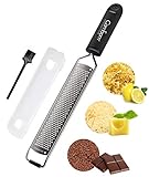 Cambom Zester Grater Cheese Grater - Parmesan Cheese, Lemon, Chocolate, Ginger, Garlic, Nutmeg, Vegetables, Fruits - Soft Touch Handle（Black）