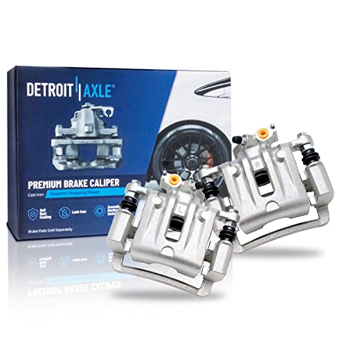 Image of Detroit Axle - Rear Brake Kit for 2010-2017 Chevy Equinox GMC Terrain | Drilled Brake Rotors Brake Calipers w /Brackets Ceramic Brake Pads 2011 2012 2013 2014 2015 2016 Replacement