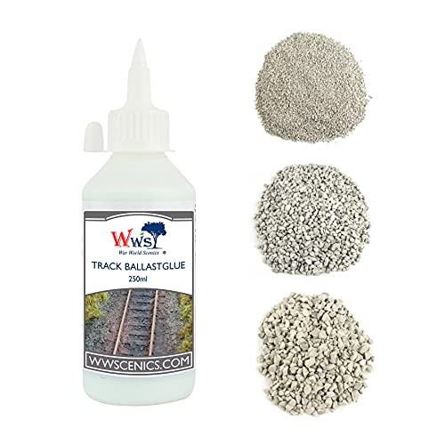 War World Scenics Mixed Grades Ballast & Track Ballast Glue Kits for Model Rail&ndash; Light Grey