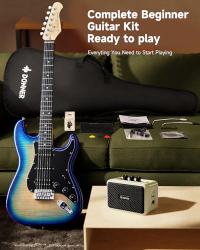 Donner DST-90 39" Beginner Electric Guitar Kit with Amp, Caribbean Burst - image 7