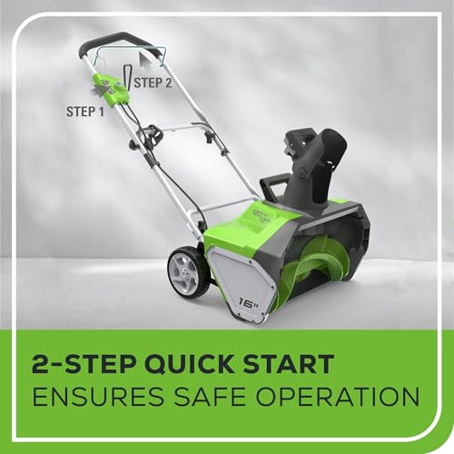 Greenworks 10 Amp 16-Inch Corded Electric Snow Blower-Walk-Behind Snow Thrower with 180° Adjustable Chute & 25FT Throwing Distance & 10" Clearing Depth, Ideal for Driveway, Walkway & Yard Snow Removal by Greenworks - Image 6