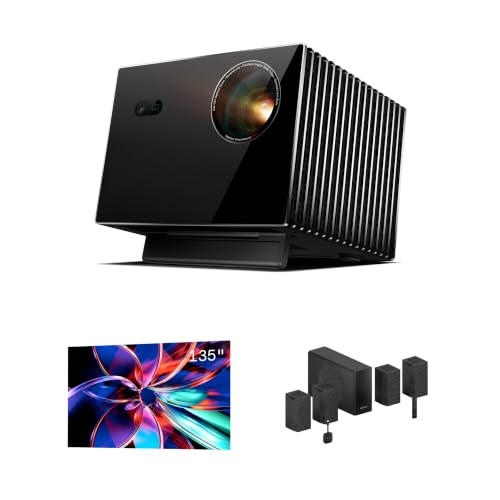 AWOL Valerion US AWOL Valerion VisionMaster Max 4K Laser Projector with 135" PureVision Fixed Frame Projector Screen and ThunderBeat 4.1.2