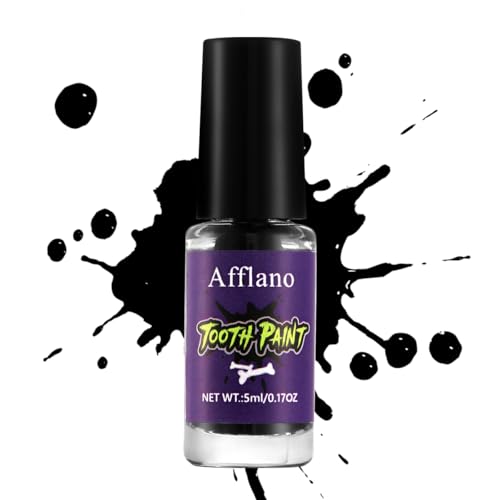 Dents Noires, Tooth Paint Black, Peinture Dentaire Effet Dents Cariées, Maquillage Halloween FX pour Cinéma et Carnaval Théâtre Zombie Cosplay, Séchage Rapide, Sans Danger pour la Bouche, Non Tachante