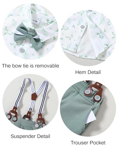 Image of nilikastta Toddler Baby Boy Clothes Suit Gentleman Wedding Outfits Formal Dress Shirt /Bowtie /Vest /Suspender Pants 1-9 Years