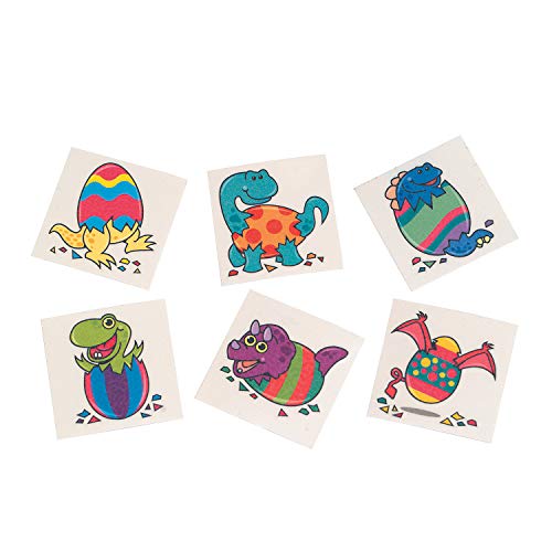 Dinosaur Eggs & Easter Eggs Temporary Tattoos - 72 Pieces