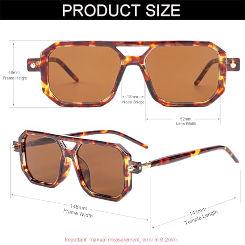 Image of Vintage Square 70s Aviator Sunglasses for Women Men Retro Classic Flat Aviator Frame Sun Glasses UV Protection