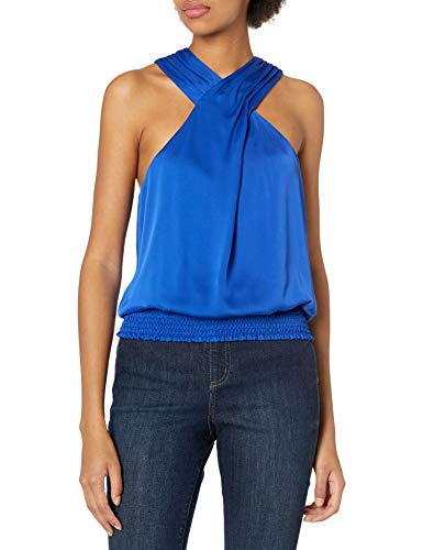 Ramy Brook Women's Carlene Satin Halter TOP, Cobalt, Extra Small