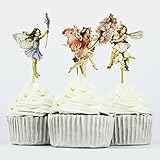 48Pcs Fairy Cupcake Toppers Flower Theme Cupcake toppers Garden Party Decorations for Fairy Theme Party Baby Shower Girl Birthday Party Bridal Shower Wedding Favors Birthday Gifts