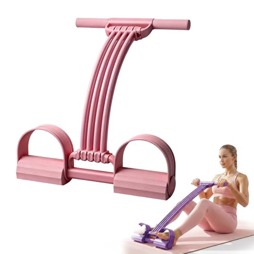 Pedal Resistance Bands with Handles Elastic Pull Rope Fitness Multifunction Yoga Resistance Band Foot Pedal Resistance Bands Stretching Workout Fitness Bands for Abdomen Waist Arm Leg (Pink)