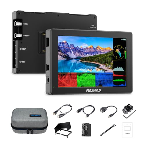 Image of FEELWORLD T7SPRO 3G-SDI 2000Nit Aluminium Camera Field Monitor 7 Inch 1920x1200 IPS DLSR Video Monitor with 4K HDMI in /Out 3D LUTs Waveform 9:16 Marker F750 4400mAh Battery Hot Shoe Mount and Bag